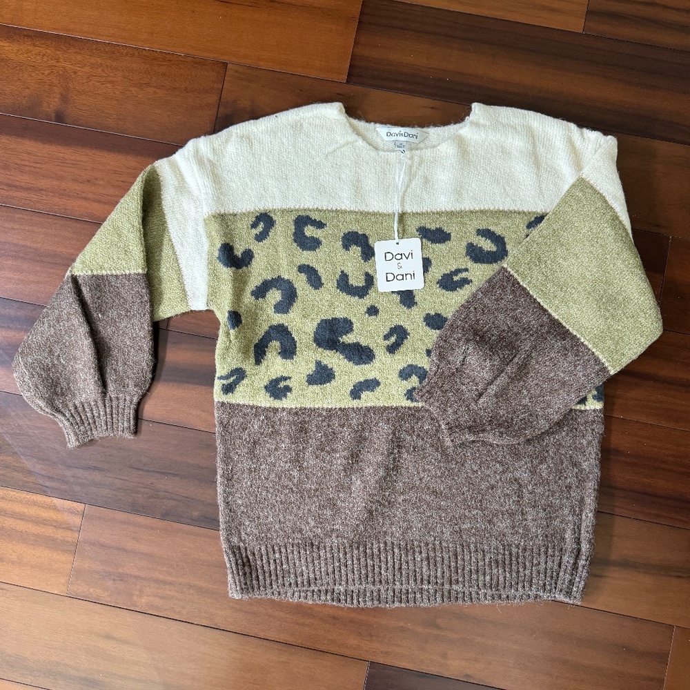 ANIMAL PRINT WITH COLOR BLOCKS SWEATER - Picture 4 of 9